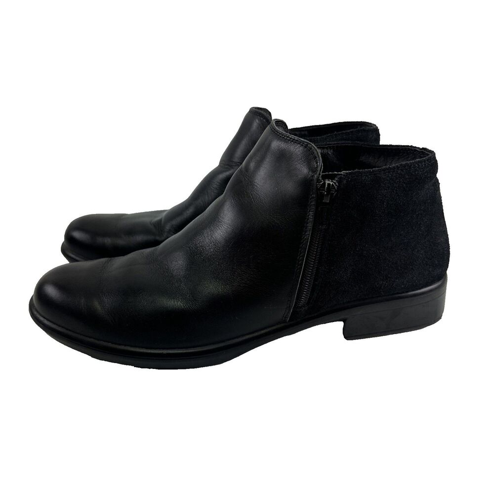 Naot Helm Ankle Boot Black Suede Leather Double Zip Cork Insole Womens 42 US 11